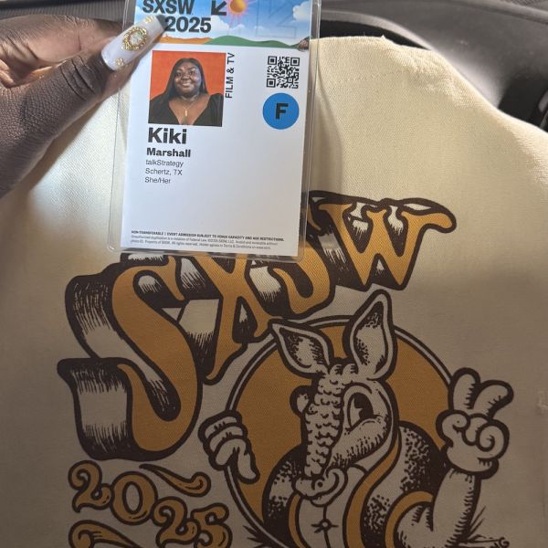A SXSW designed tote and a badge