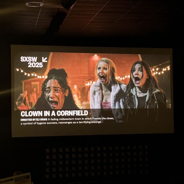 clown in a corn field